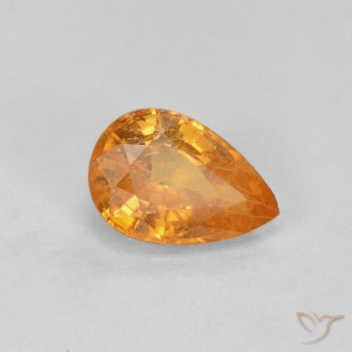 0.58ct Natural Naranja medio Hilo de espesartita, En forma de pera, VS-SI