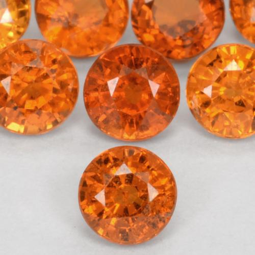 Gemas de granate espesartita naranja intenso natural de 0,57 ct, corte redondo, VS
