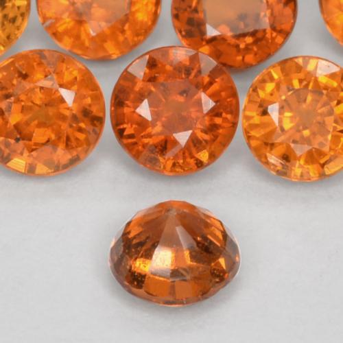 Gemas de granate espesartita naranja intenso natural de 0,57 ct, corte redondo, VS