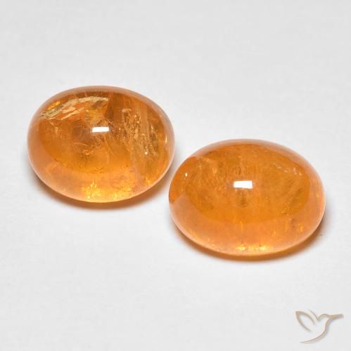 Gemas de Hilo de espesartita Naranja medio natural de 5.11 ct, Corte Óvalo, Transparente