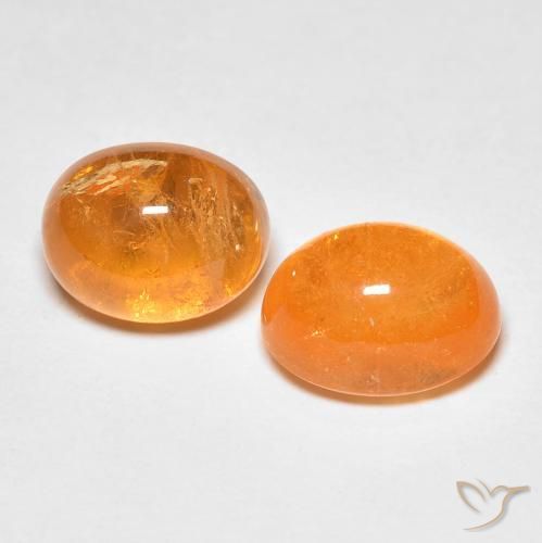 Gemas de Hilo de espesartita Naranja medio natural de 5.11 ct, Corte Óvalo, Transparente