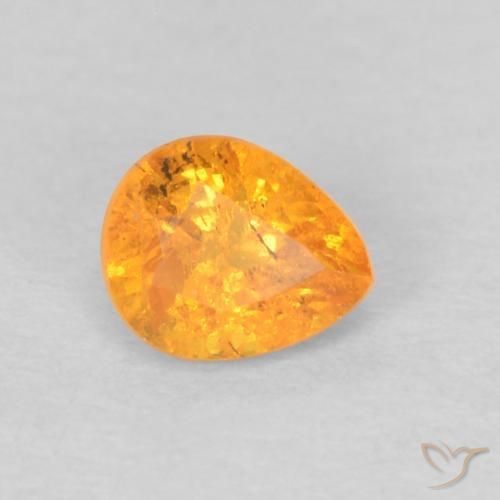 Hilo de espesartita Naranja medio natural de 0.38 ct, En forma de pera, VS