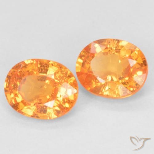 Gemas de Hilo de espesartita Naranja claro natural de 0.99 ct, Ovalada, VS-SI