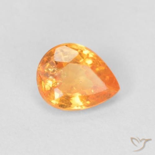 Granate espesartita naranja natural de 0,42 ct, en forma de pera, VS