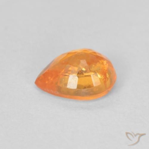 Granate espesartita naranja natural de 0,42 ct, en forma de pera, VS
