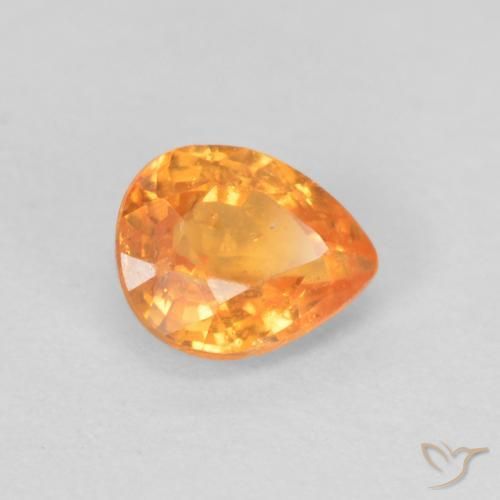 Hilo de espesartita Naranja intenso natural de 0.48 ct, En forma de pera, VS
