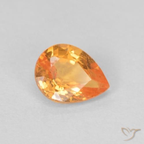 Hilo de espesartita Naranja claro natural de 0.39 ct, En forma de pera, VVS-VS