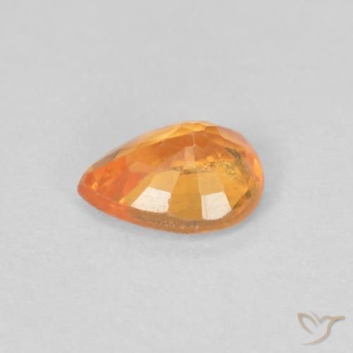 Hilo de espesartita Naranja claro natural de 0.39 ct, En forma de pera, VVS-VS