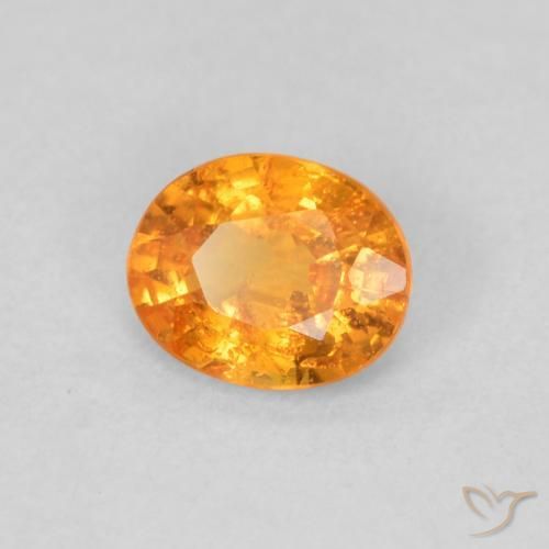 Hilo de espesartita Naranja miel natural de 0.49 ct, Ovalada, VS-SI