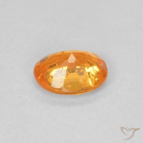 Hilo de espesartita Naranja miel natural de 0.49 ct, Ovalada, VS-SI
