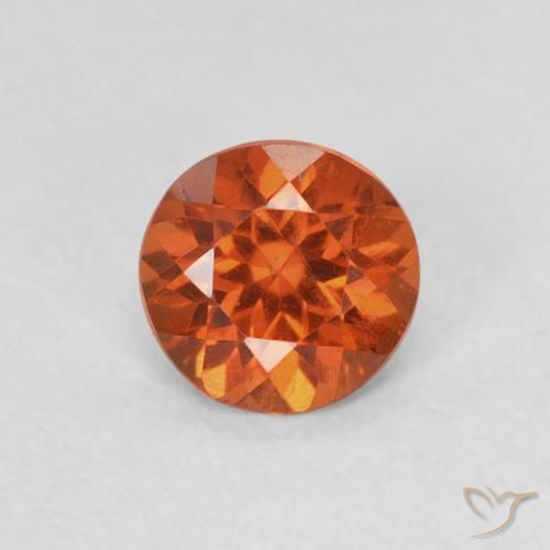 Hilo de espesartita Ámbar naranja natural de 0.57 ct, Corte Redondo, SI