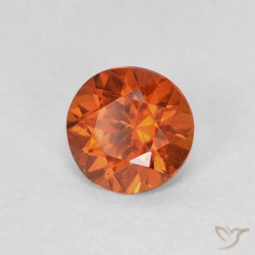 Hilo de espesartita Ámbar naranja natural de 0.57 ct, Corte Redondo, SI