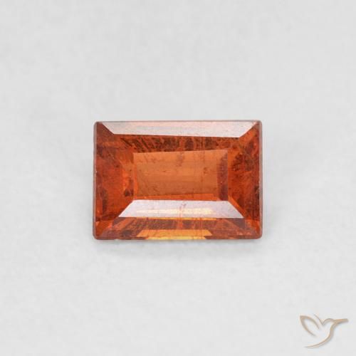 0.56ct Natural Naranja medio Hilo de espesartita, Corte Baguette, SI