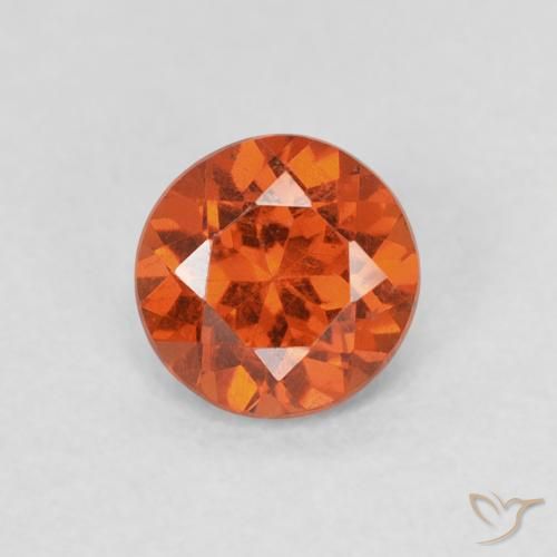 0.65ct Natural Naranja rojizo Hilo de espesartita, Redondo, SI