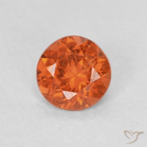 0.37ct Natural Ámbar naranja Hilo de espesartita, Redondo, SI