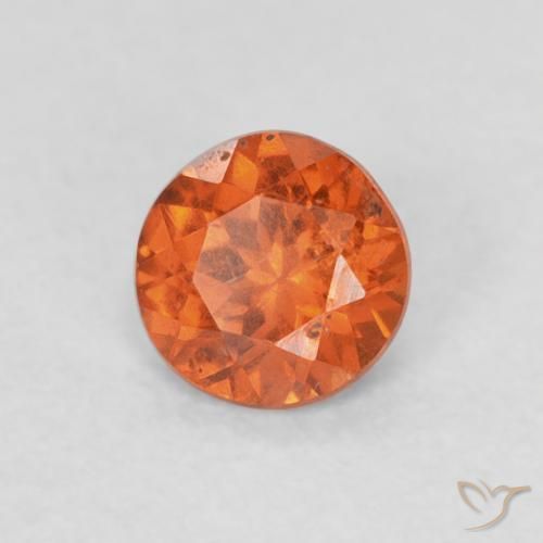 Hilo de espesartita Ámbar naranja natural de 0.37 ct, Redondo, SI