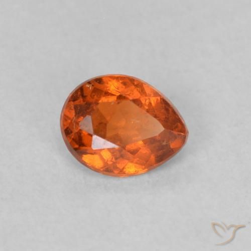 Hilo de espesartita Naranja oscuro natural de 0.39 ct, En forma de pera, SI
