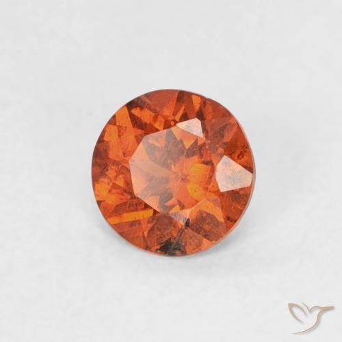 Hilo de espesartita Ámbar naranja natural de 0.51 ct, Redondo, SI