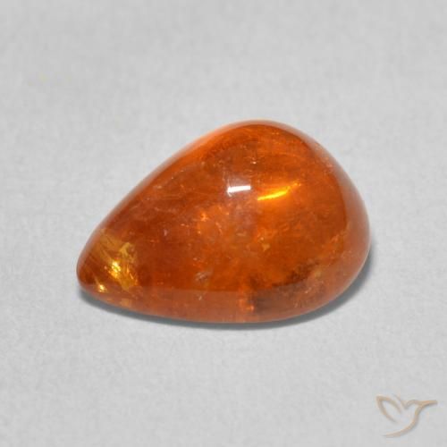 Hilo de espesartita Naranja rojizo natural de 3.99 ct, En forma de pera, Transparente
