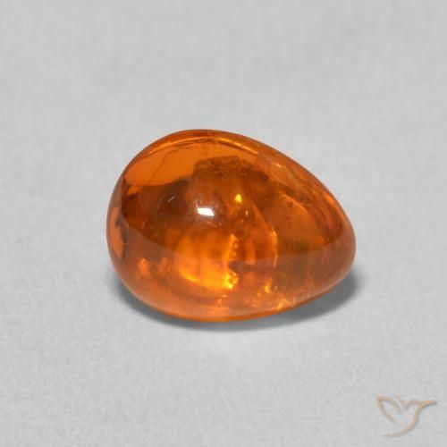 Hilo de espesartita Naranja fuego natural de 2.39 ct, En forma de pera, Transparente