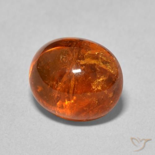 Hilo de espesartita Naranja fuego natural de 4.92 ct, Ovalada, Transparente