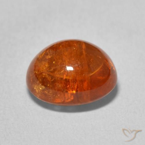 Hilo de espesartita Naranja fuego natural de 4.92 ct, Ovalada, Transparente