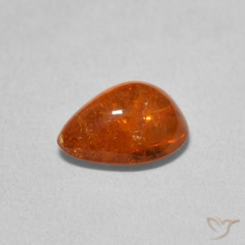 Hilo de espesartita Ámbar naranja natural de 2.18 ct, En forma de pera, Transparente