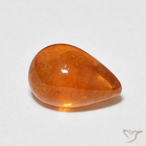 Hilo de espesartita Naranja fuego natural de 3.02 ct, En forma de pera, Transparente