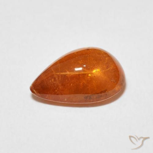 Hilo de espesartita Naranja fuego natural de 3.02 ct, En forma de pera, Transparente