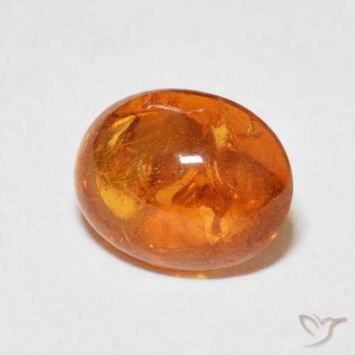 Hilo de espesartita Naranja medio natural de 4.38 ct, Ovalada, Transparente