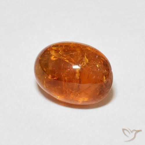 Hilo de espesartita Ámbar naranja natural de 3.21 ct, Ovalada, Transparente