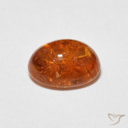 Hilo de espesartita Ámbar naranja natural de 3.21 ct, Ovalada, Transparente