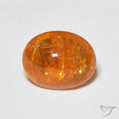 3.93ct Natural Ámbar naranja Hilo de espesartita, Ovalada, Transparente