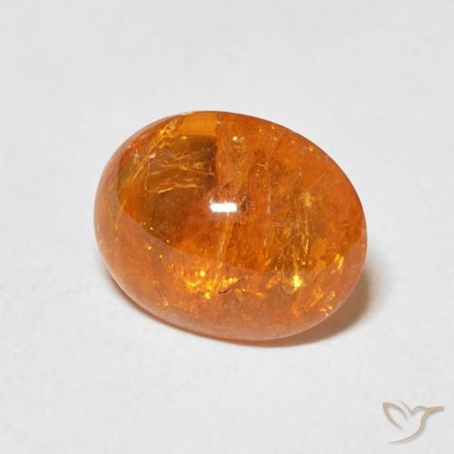 Hilo de espesartita Ámbar naranja natural de 3.93 ct, Ovalada, Transparente