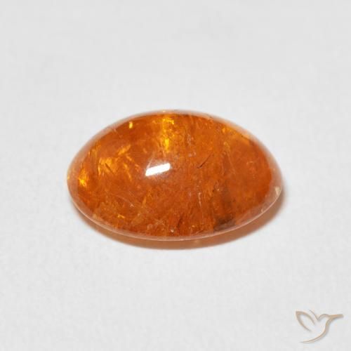 Hilo de espesartita Ámbar naranja natural de 3.93 ct, Ovalada, Transparente
