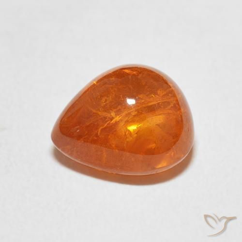 Hilo de espesartita Naranja oscuro natural de 6.45 ct, En forma de pera, Transparente