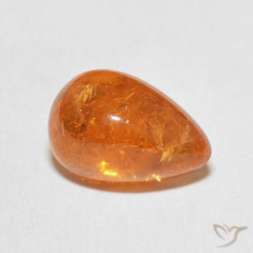 Hilo de espesartita Ámbar naranja natural de 4.09 ct, En forma de pera, Transparente