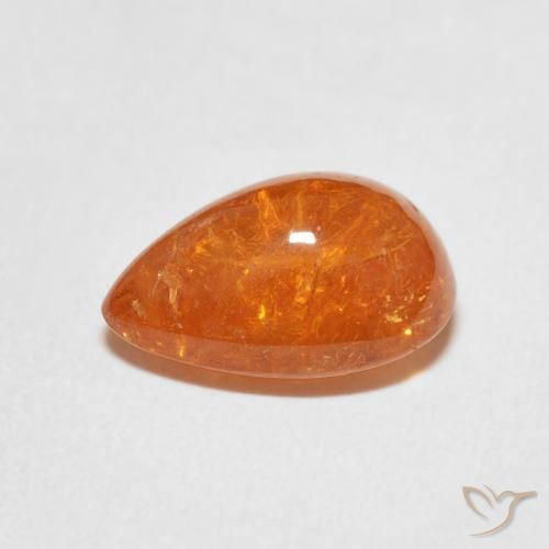 Hilo de espesartita Ámbar naranja natural de 4.09 ct, En forma de pera, Transparente