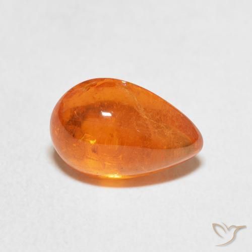 Hilo de espesartita Ámbar naranja natural de 3.02 ct, En forma de pera, Transparente