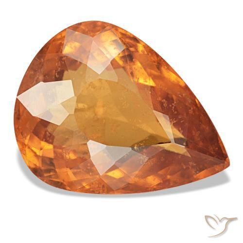 Granate espesartita naranja natural de 7,66 ct, en forma de pera, VS
