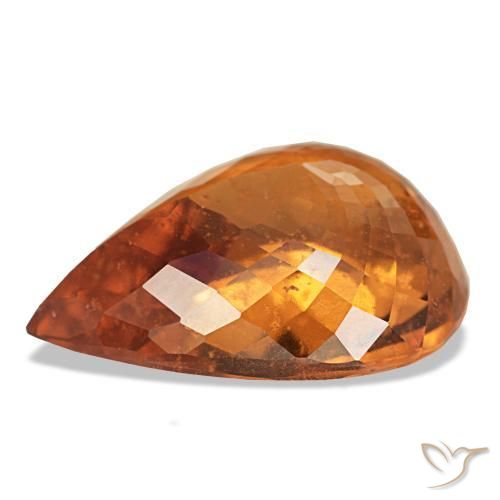 Granate espesartita naranja natural de 7,66 ct, en forma de pera, VS