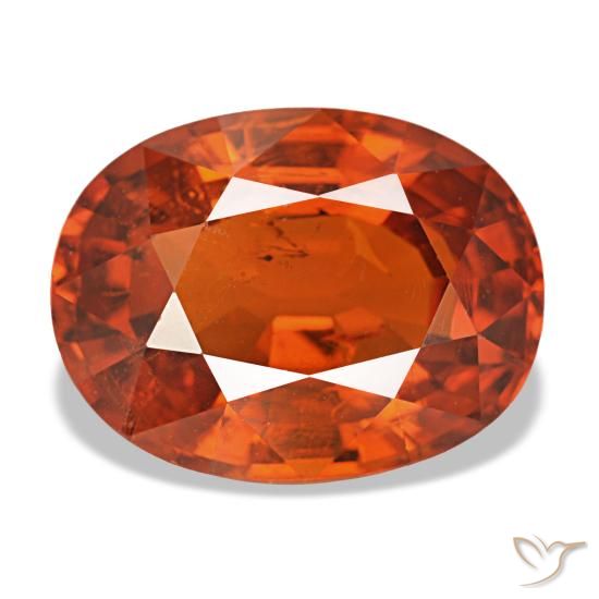 Granate espesartita naranja natural de 4,65 ct, corte óvalo, VS