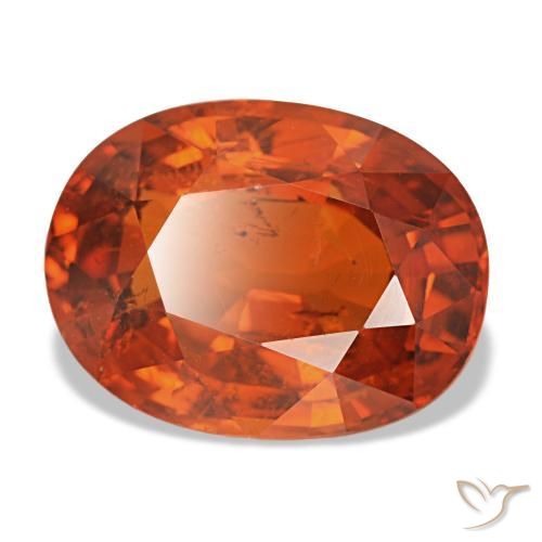 Granate espesartita naranja natural de 4,65 ct, corte óvalo, VS