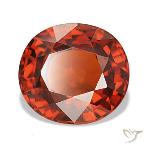 Granate espesartita rojo natural de 4,35 ct, corte óvalo, VVS-VS