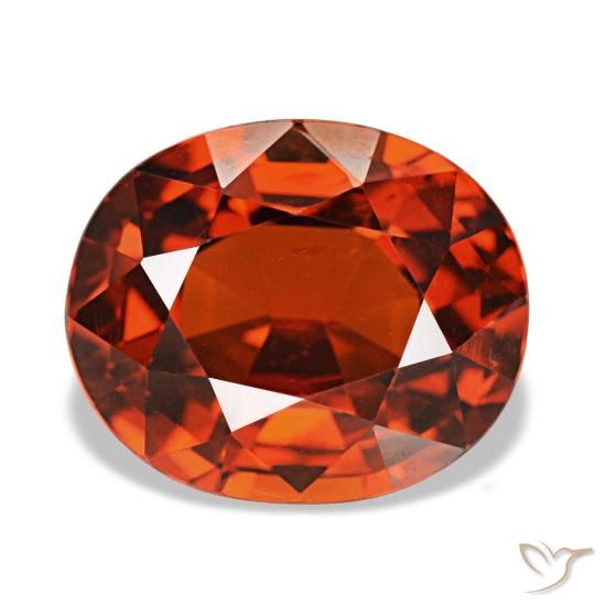 Granate espesartita rojo natural de 3,89 ct, corte óvalo, VS