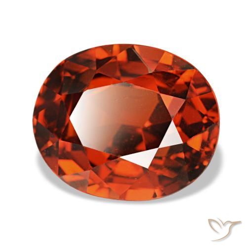 Granate espesartita rojo natural de 3,89 ct, corte óvalo, VS
