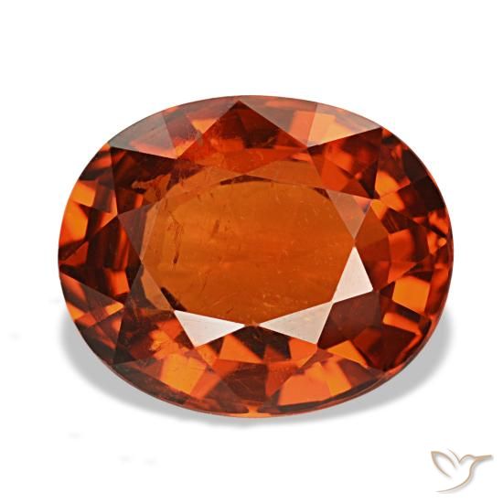 Granate espesartita rojo natural de 3,55 ct, corte óvalo, VS