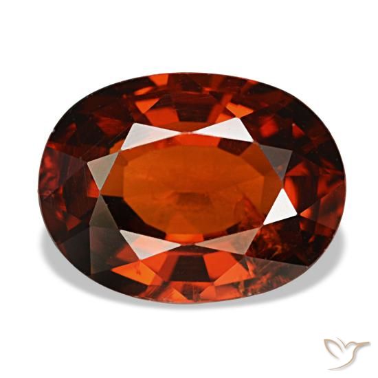Granate espesartita rojo natural de 4,00 ct, corte óvalo, VS