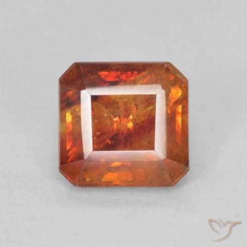 1.36ct Natural Naranja oscuro esfalerita, corte esmeralda, SI-I1