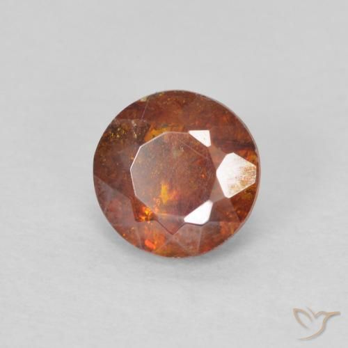 Esfalrita Naranja rojizo natural de 0.92 ct, Redondo, I1